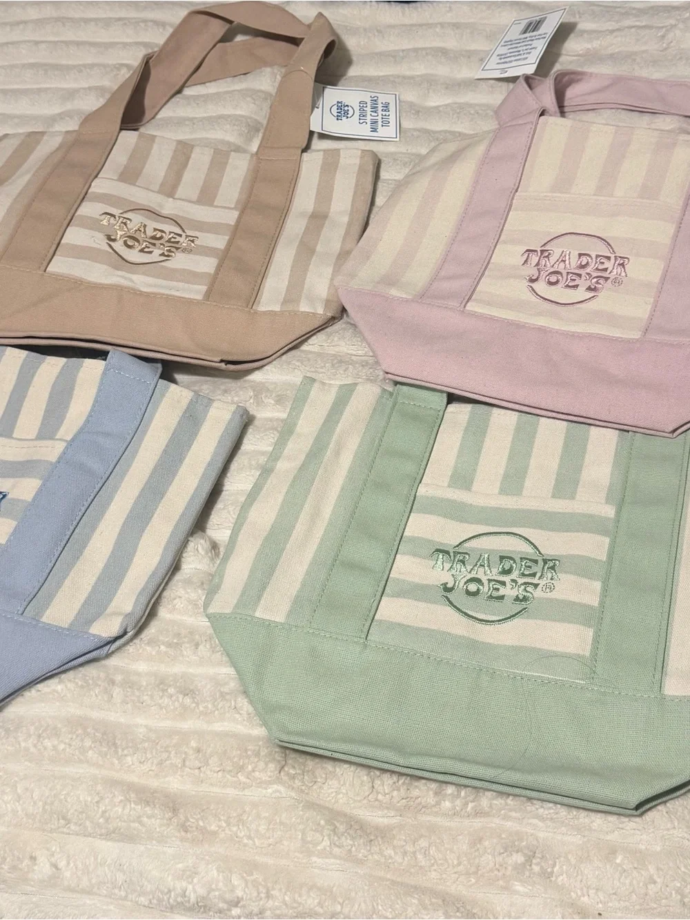 Pastel Stripe Canvas Tote Bag - Mint